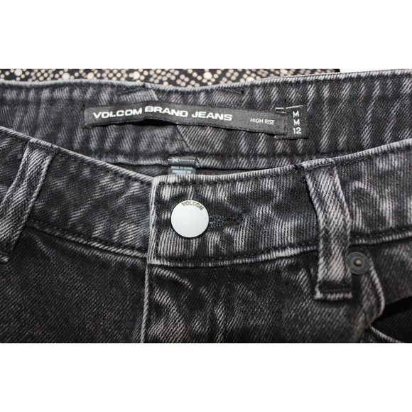 Volcom Women’s Black High-Rise Raw-Hem Stoned Denim Mini Jean Skirt Size M - Picture 5 of 6